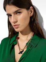 Collar De Cordón De Piel Con Piedras multicolor