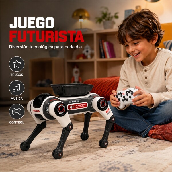 Perro Robot Inteligente con Control Remoto, Luces y Sonido GRIS
