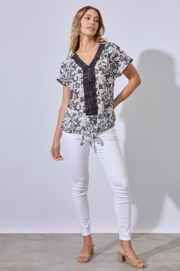 Blusa Broderie GRIS/MULTI