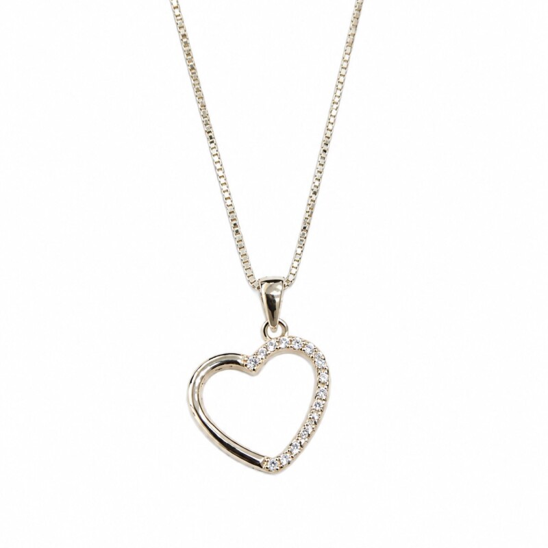 Cadena con colgante corazón zirconias de un lado Cadena con colgante corazón zirconias de un lado