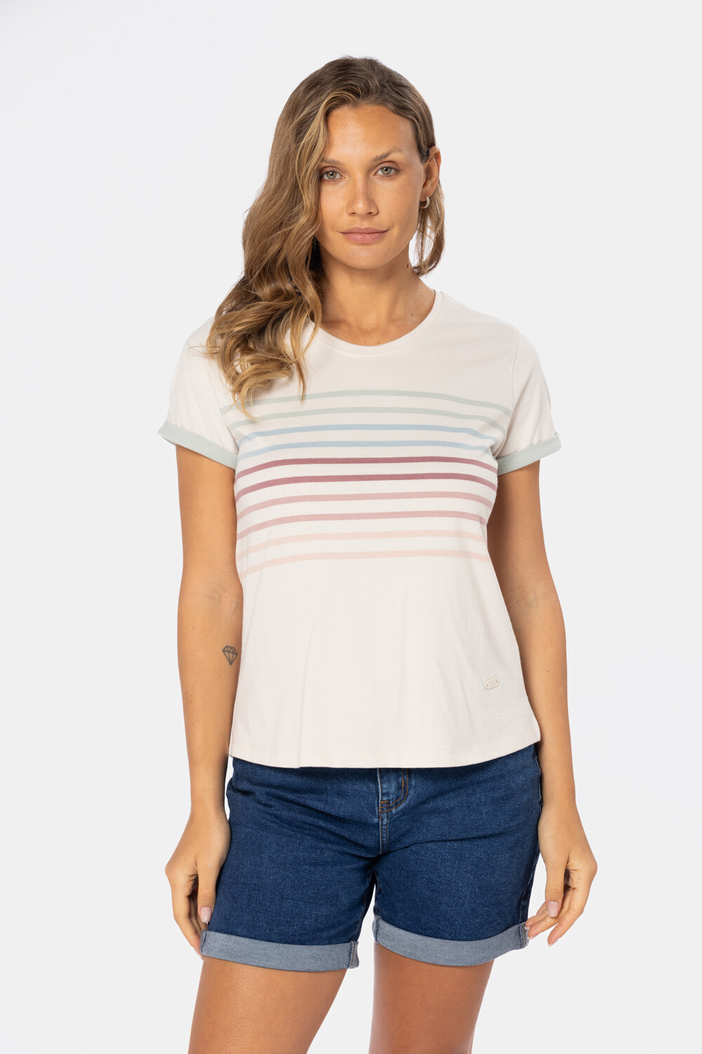 REMERA RAYADA Beige
