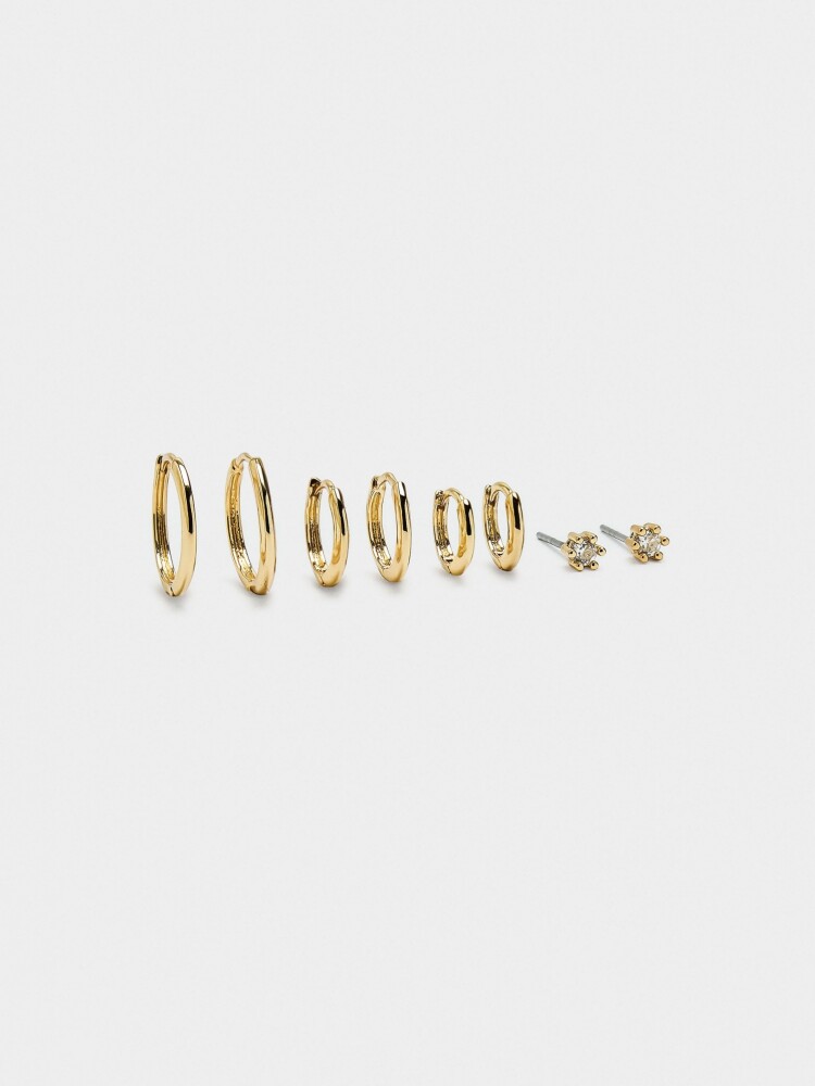 Set De Aros Y Pendiente Con Circonita dorado