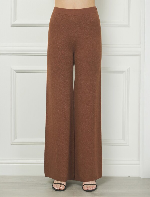 Pantalon Wide Leg Brillo MARRON