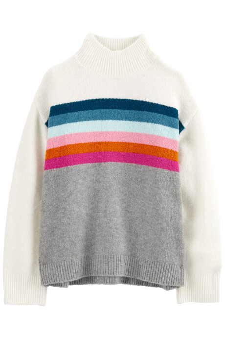 Buzo con cuello alto y diseño a rayas multicolor Sin color