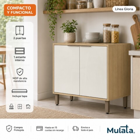 Bajo Mesada Linea Gloria 80 cm 2 Puertas y 1 Estante con Tapa - Castaño / Off White Bajo Mesada Linea Gloria 80 cm 2 Puertas y 1 Estante con Tapa - Castaño / Off White