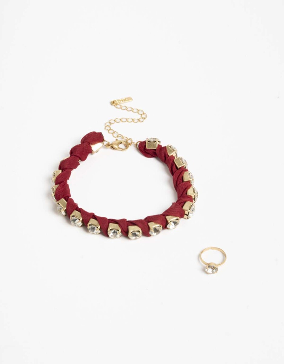 Set De Tobillera Y Anillo - Rojo Burdeaux 