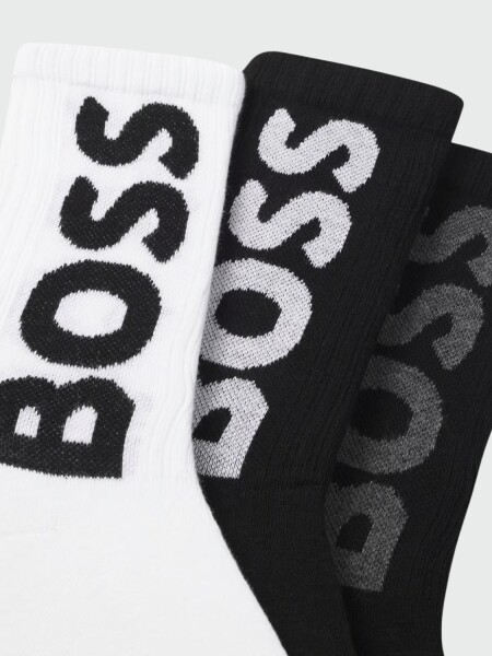 BOSS - Pack De 3 Medias Rib Logo Negro