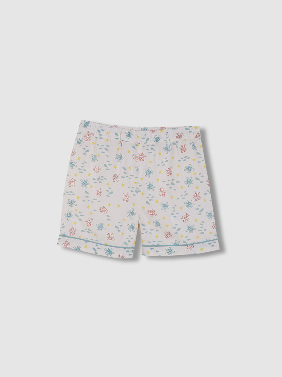 Pijama Estampado Fondo Marino Blanco