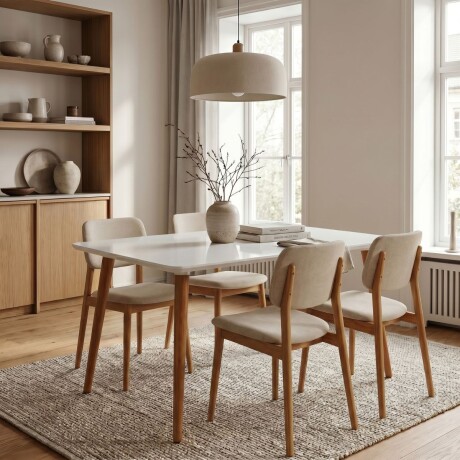 Mesa de Comedor Veneza Blanco y Cedro