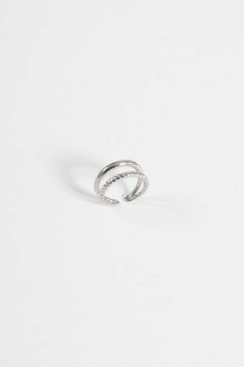 Anillo acero doble plateado
