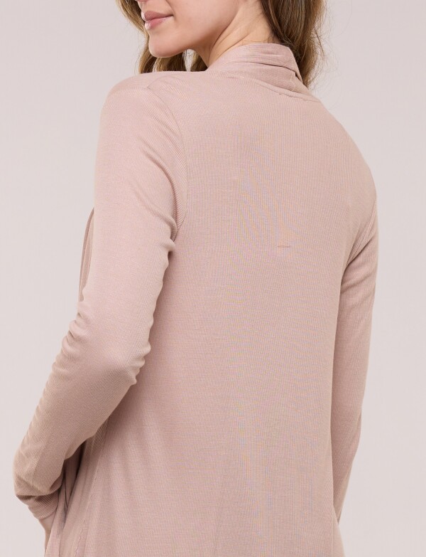 Cardigan De Punto Acanalado BEIGE