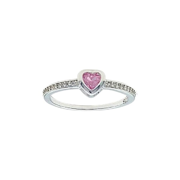 Anillo Corazón-Plata 925-Con Zirconia Rosada-AN4592 conpiedra