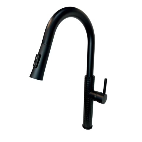 Grifería de cocina Monocomando de mesada extensible Negra texturizada Grifería De Cocina Monocomando De Mesada Extensible Negra Texturizada