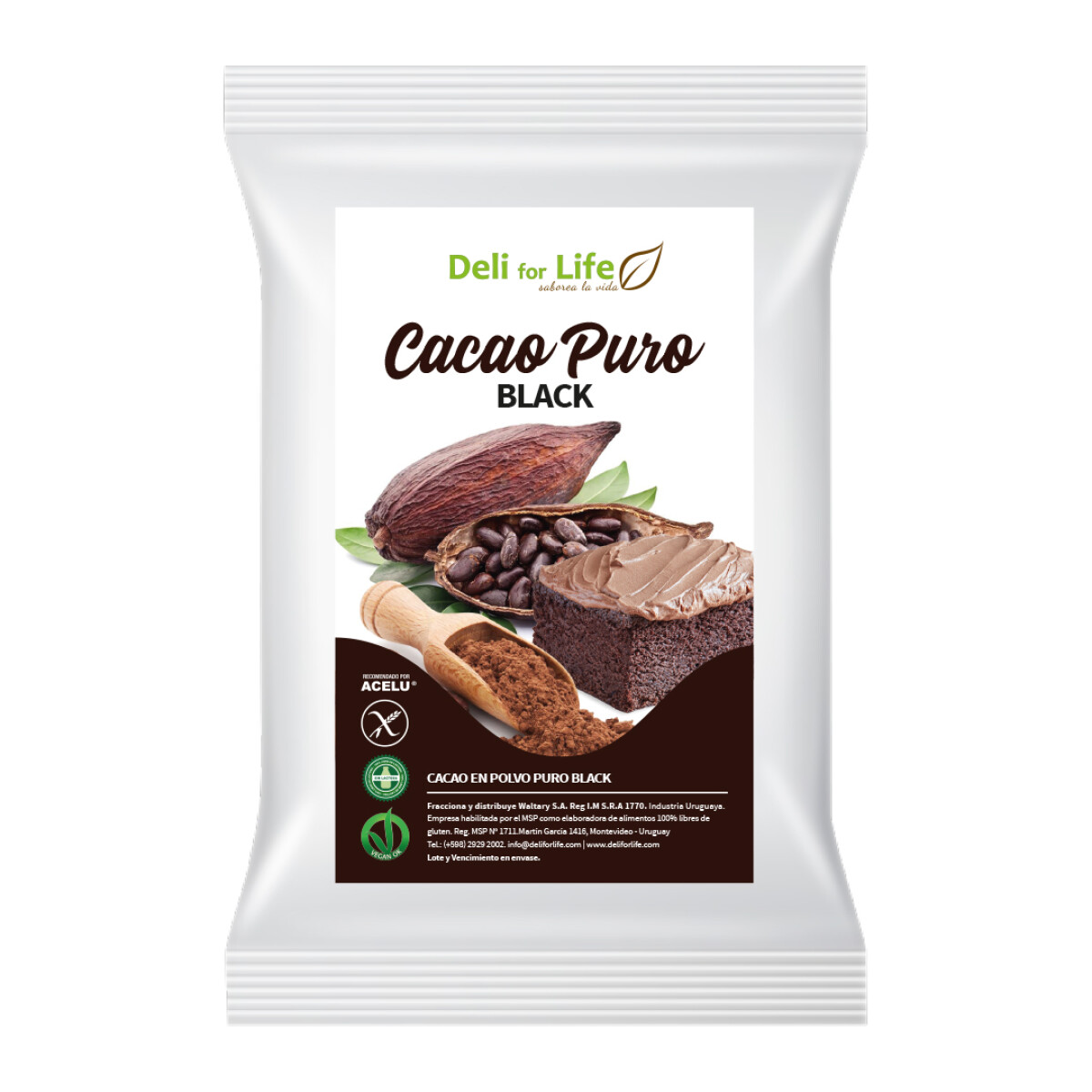 Cacao Puro Black Sin Gluten Deli For Life 250g 