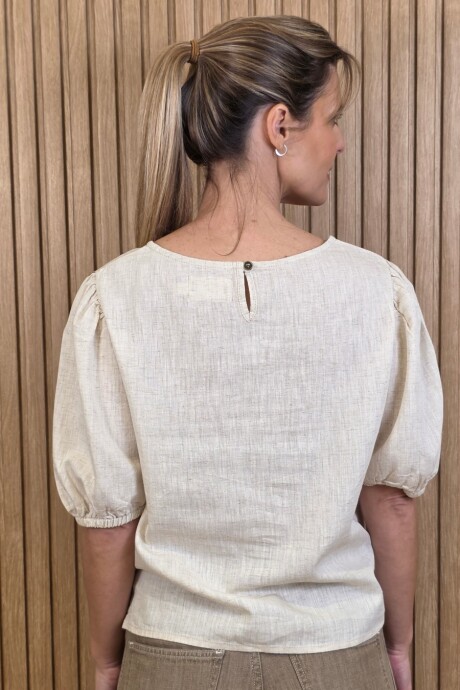 Blusa Gloria Puro Lino Beige Melange