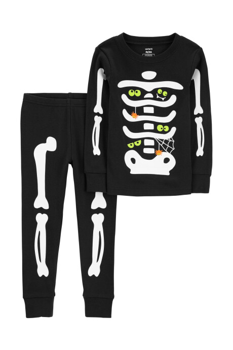 Pijama dos piezas de algodón, diseño esqueleto resplandeciente. Talles 2-5T Sin color