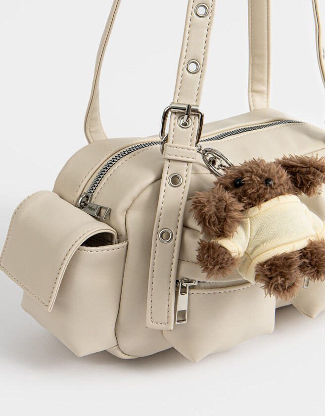 Bandoleras Cartera Bowling Suede Crudo - Blanco Crudo