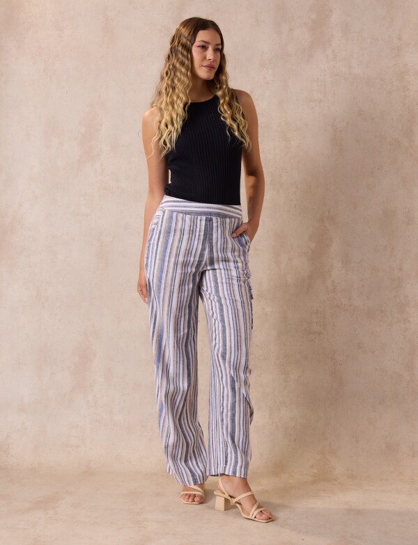 Pantalon Lino Bls Cargo MULTI/BEIGE