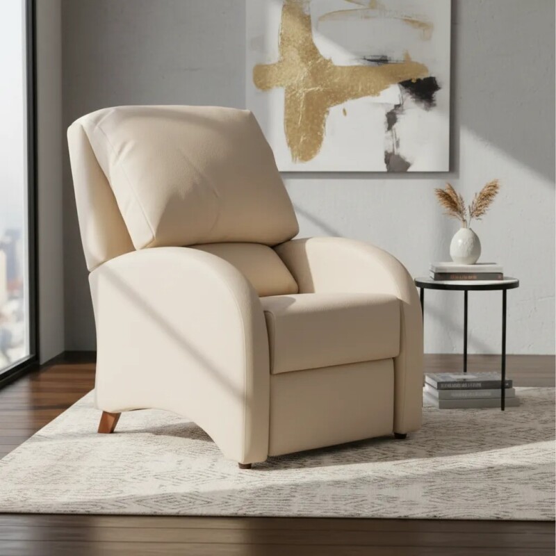 Poltrona Reclinable Manual -Tapizado Sintético color Perla Poltrona Reclinable Manual -Tapizado Sintético color Perla