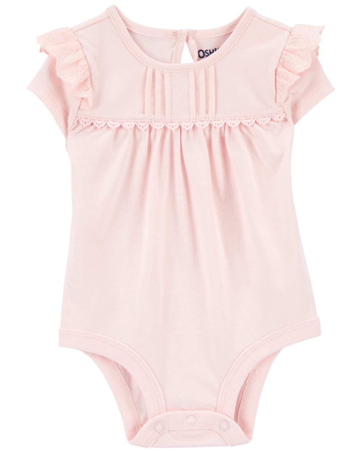 Body de algodón, manga corta, con volados y encaje — Carters PY