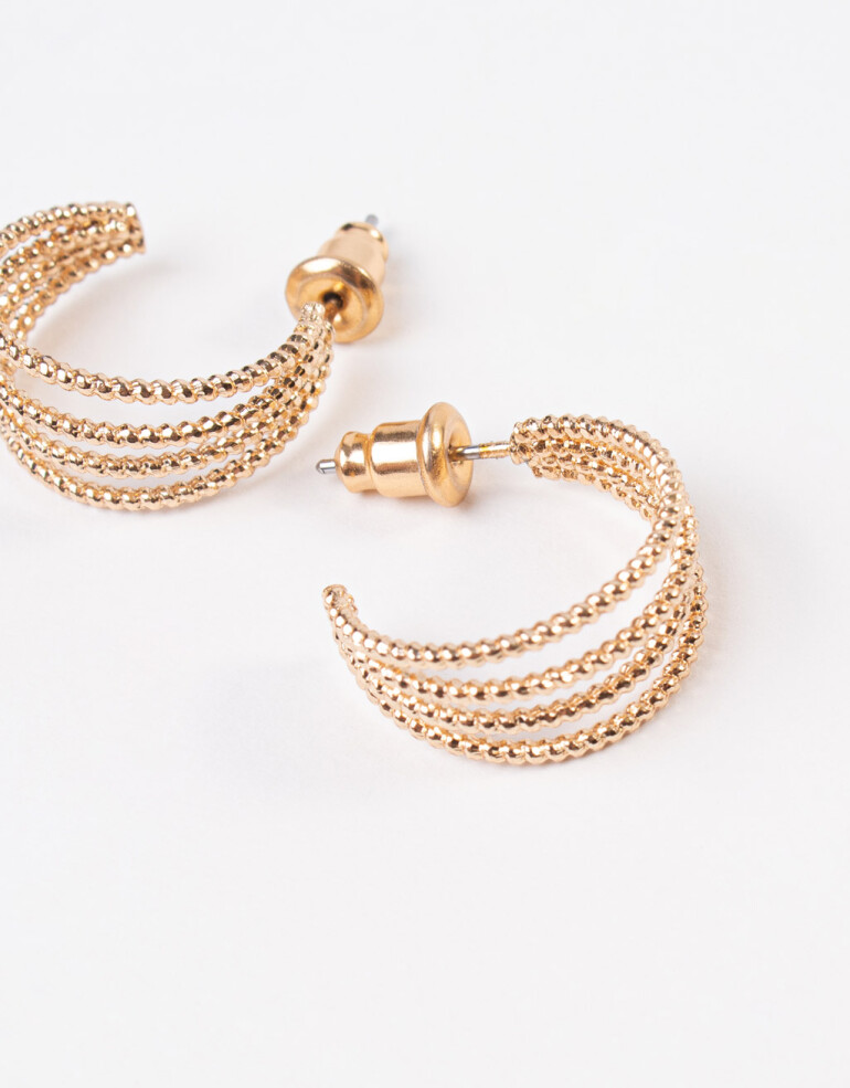 Aros Argollas Metal Argollas Con Textura - Dorado