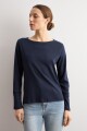 Remera manga larga con puntilla azul marino