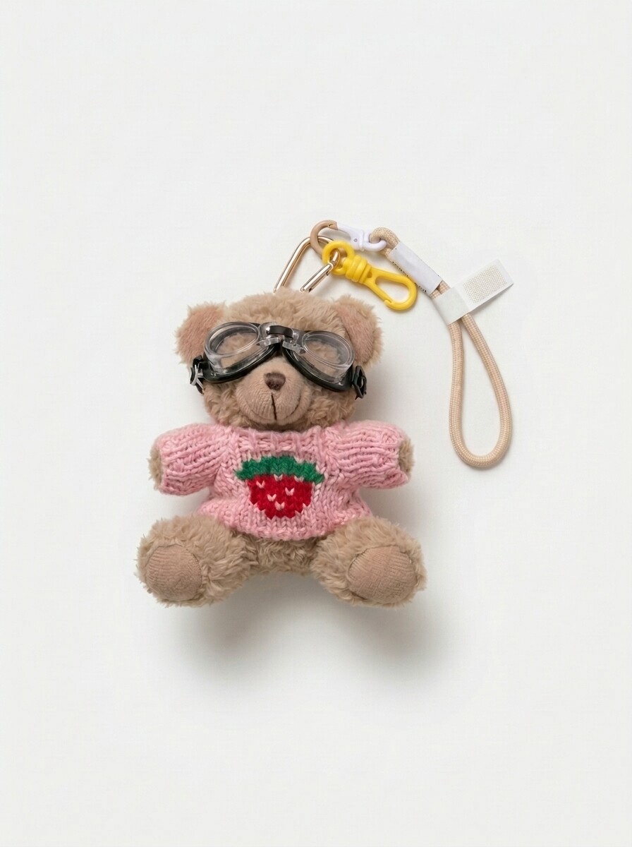 Llavero osito aviador - rosa 