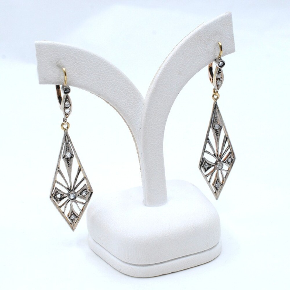 Caravanas Antiguas En Oro 18K Y Diamantes Caravanas Antiguas En Oro 18K Y Diamantes
