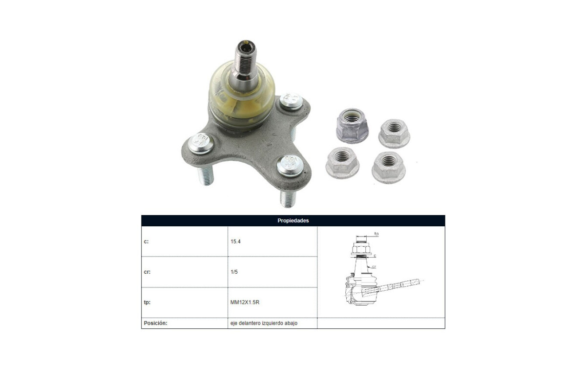 Rotula Del Audi A3/Q3 Volks Nivus/Vento/Virtus/T-Cross/Tiguan/Polo 03-25 Izq Rotula Del Audi A3/Q3 Volks Nivus/Vento/Virtus/T-Cross/Tiguan/Polo 03-25 Izq