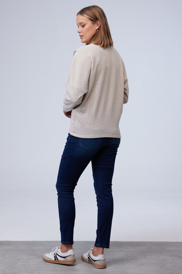 Buzo Cruzado Botones BEIGE