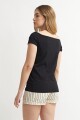Remera manga corta off shoulder NEGRO