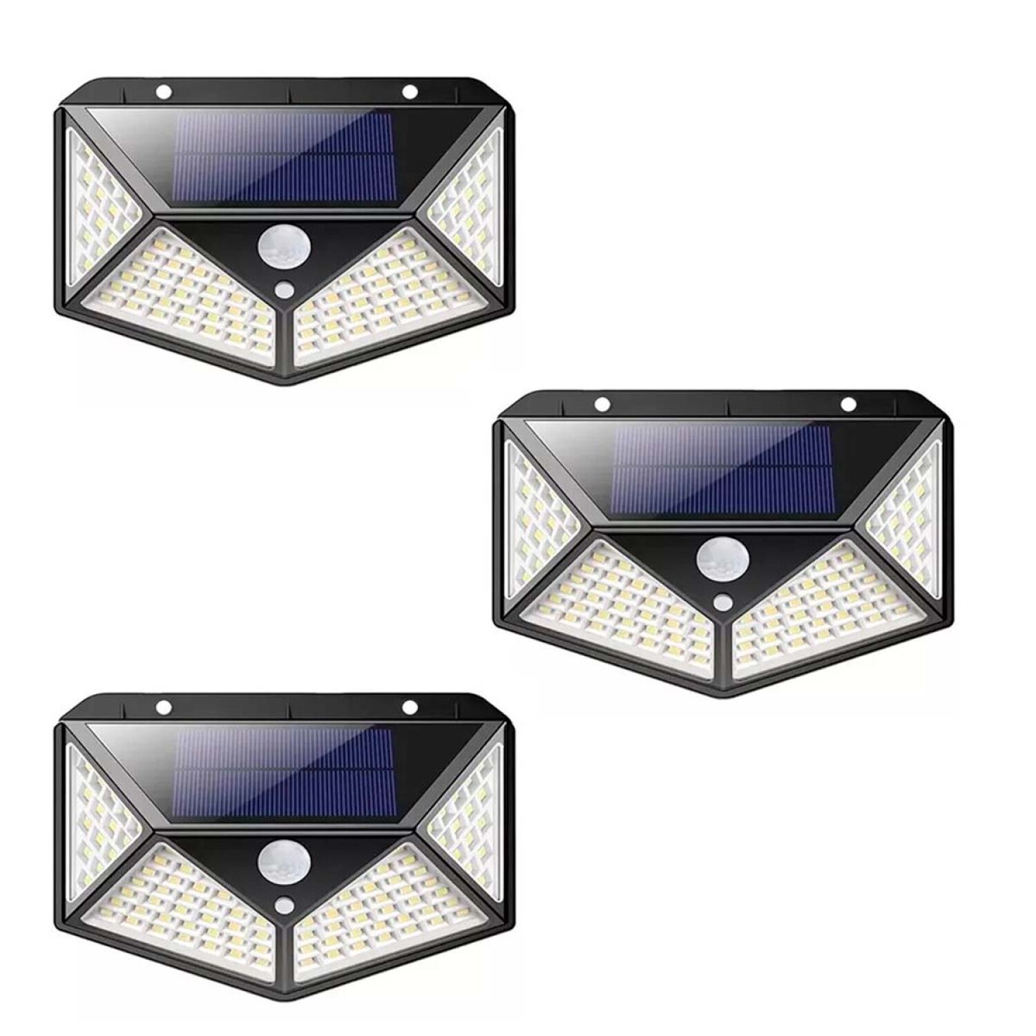 Lampara Exterior Foco Solar 100 Led Sensor De Movimiento x3