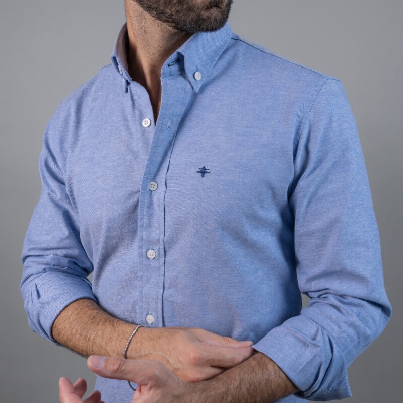 Camisa Oxford Celeste oscuro