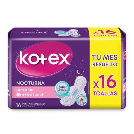 Kotex Toalla Nocturna C/Alas 16 Kotex Toalla Nocturna C/Alas 16