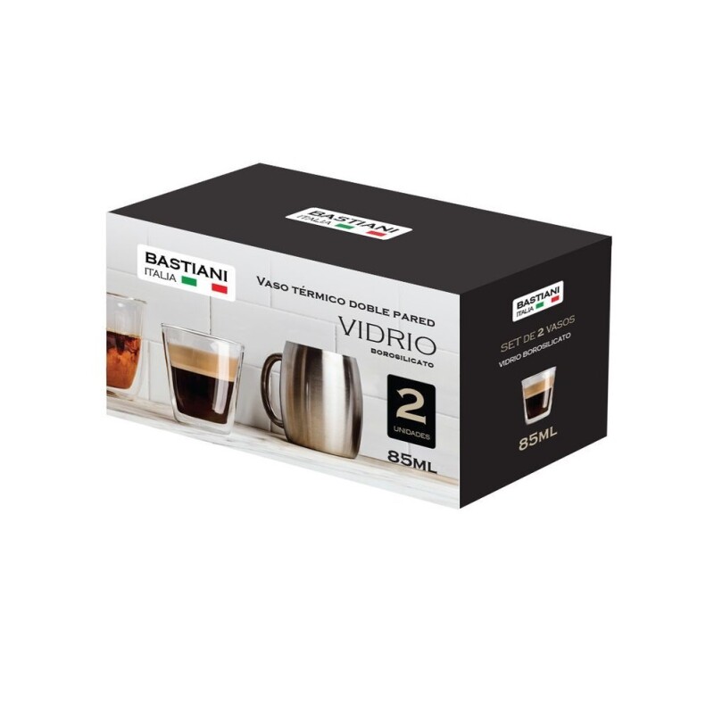 Set 2 Vasos Doble Pared 85Ml Vidrio Bastiani SET 2 VASOS DOBLE PARED 85ML VIDRIO BASTIANI