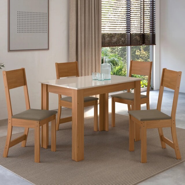 JUEGO DE COMEDOR MESA Y 4 SILLAS CON ASIENTO TAPIZADO JUEGO DE COMEDOR MESA Y 4 SILLAS CON ASIENTO TAPIZADO