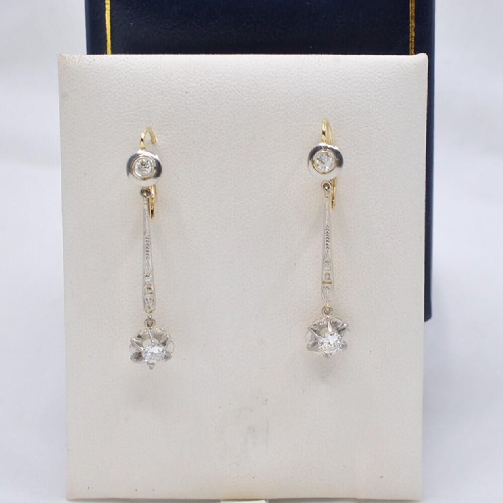 Caravanas Antiguas En Oro 18K Y Brillantes Caravanas Antiguas En Oro 18K Y Brillantes