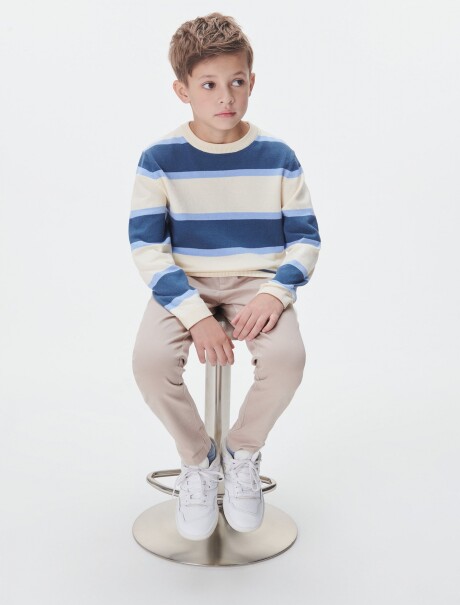 BUZO INFANTIL DE PUNTO A RAYAS BEIGE