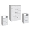 CONJUNTO COMODA + MESAS DE LUZ 100% MDP BLANCO Conjunto Comoda + Mesas De Luz 100% Mdp Blanco
