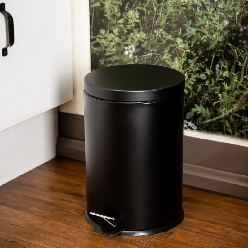 Tacho cesto de basura acero inoxidable 20L con tapa negro Tacho cesto de basura acero inoxidable 20L con tapa negro