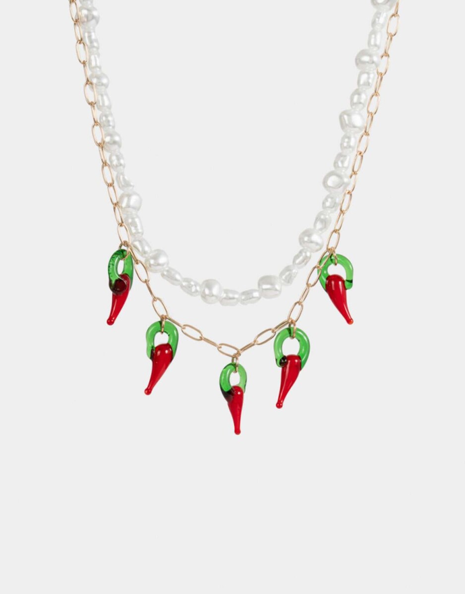 Collar Corto Con Perlas - Dorado 