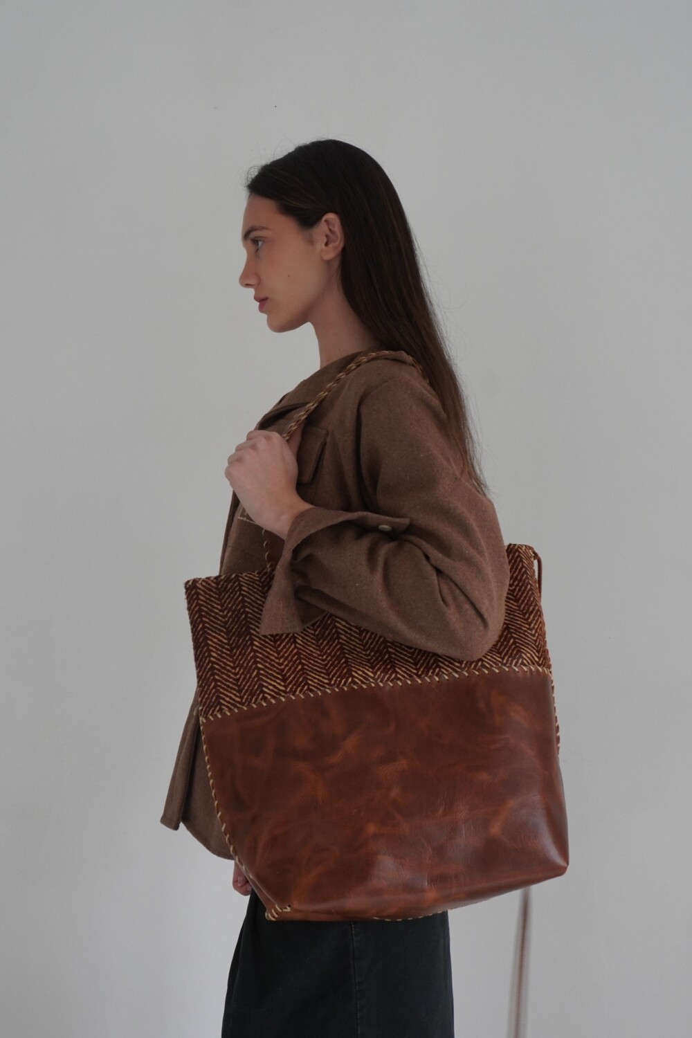 Taba Handbag Tweed Chocolate