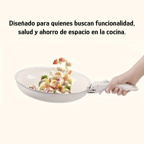 Set de Batería de Cocina 5 Piezas Mango Extraíble Cerámica Crema