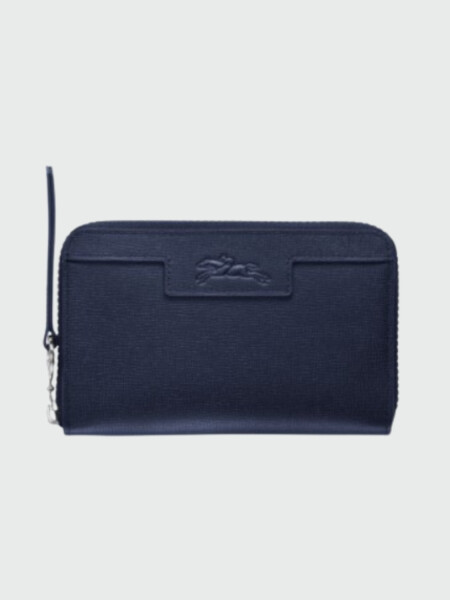 Longchamp -Billetera de cuero con cierre, Le pliage Néo Azul