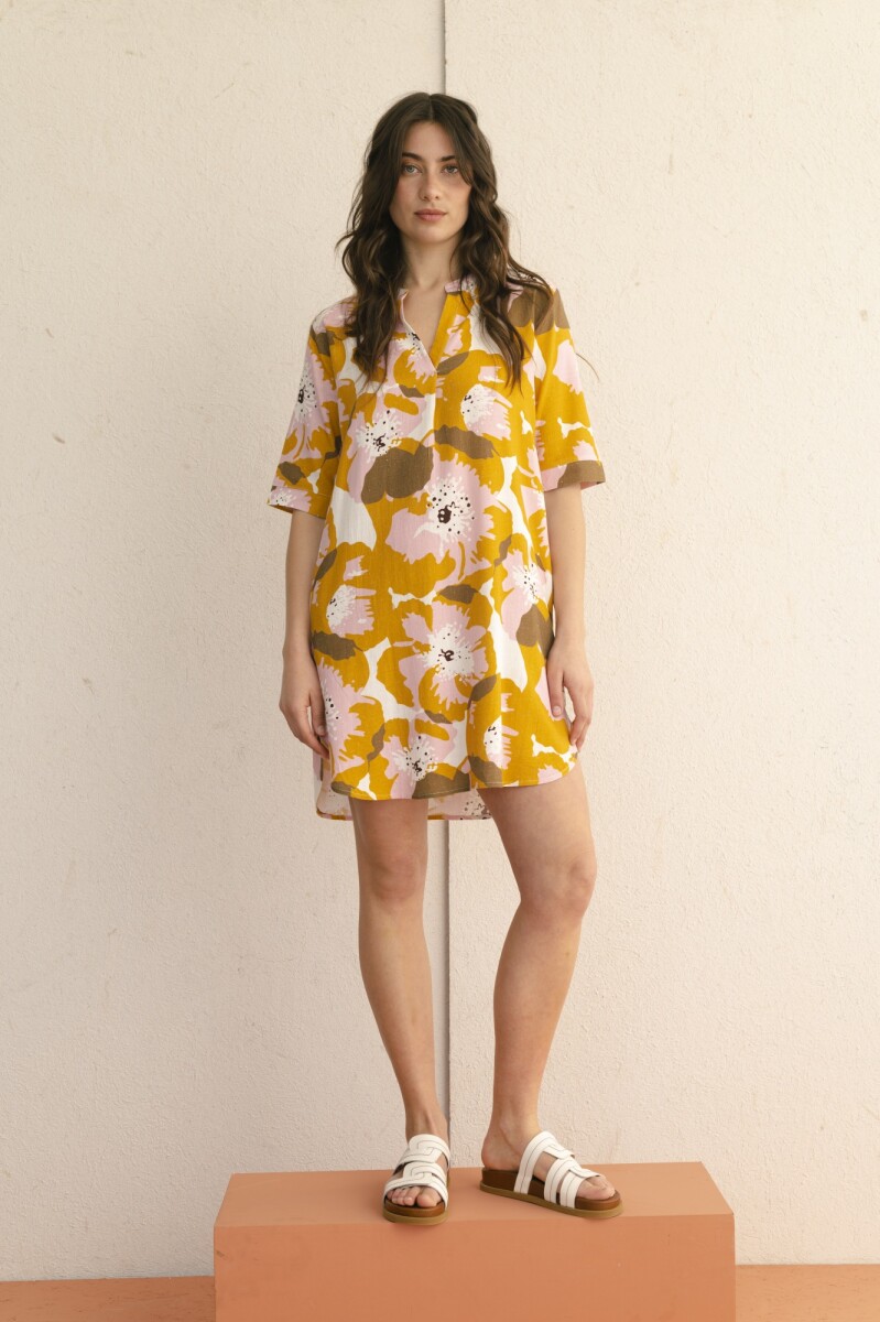 VESTIDO LINO AMALIA - MAIZ 