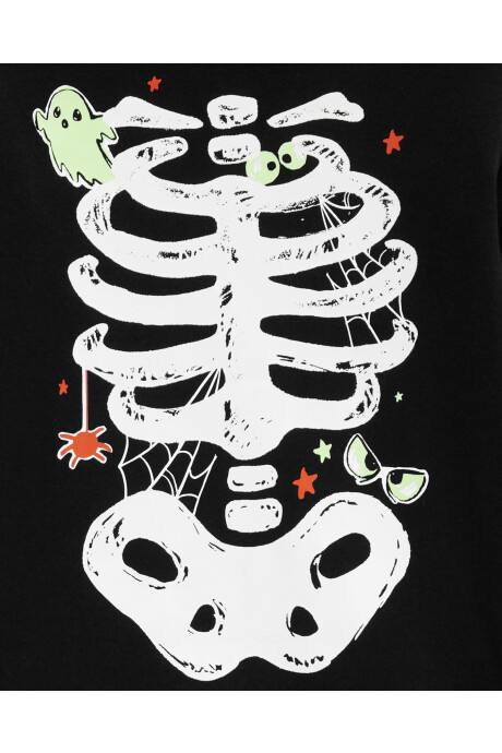 Pijama dos piezas de algodón, diseño Halloween con esqueleto resplandeciente. Talles 6-24M Sin color