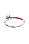 PULSERA DE CUERO ROSA SEMIRÍGIDA BAÑADA EN PLATA DE LEY CON MARIPOSA Pulsera
