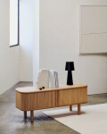 Mueble TV Mailen 2 puertas en chapa de fresno con acabado natural 120 x 50 cm