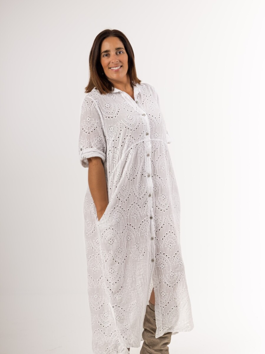 Vestido camisero de broderie Vestido camisero de broderie