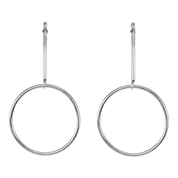 Caravanas Colgante de Aro de Plata- Plata 925- Sin Piedra- CA4105 sinpiedra